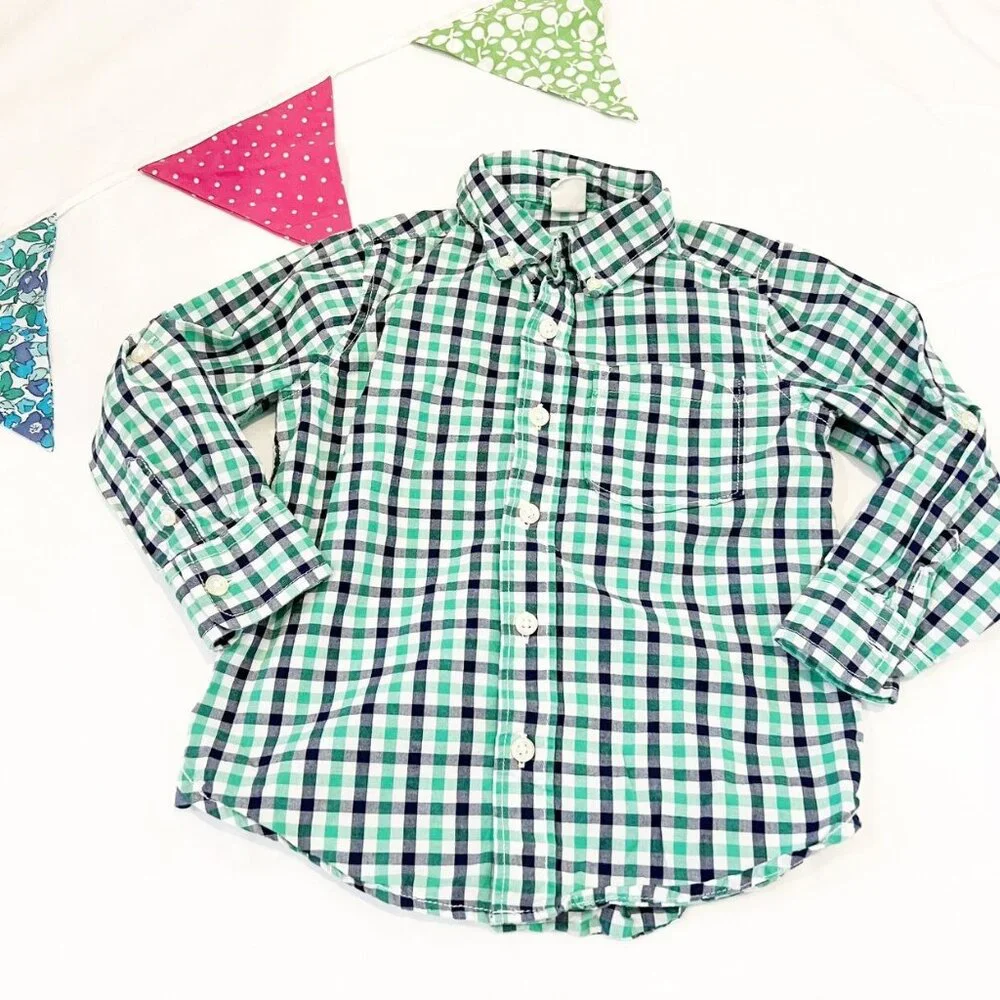Gap Green Plaid Button Down Shirt Size 4